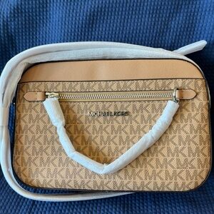 Michael Kors Beige and Brown Logo Crossbody NWT